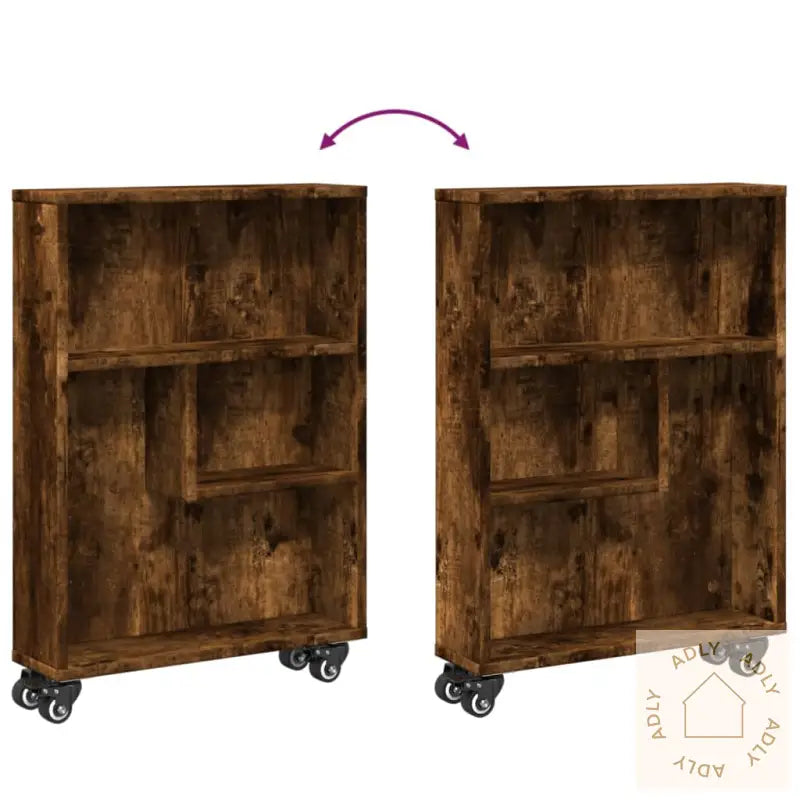 Smal Oppbevaringsvogn Røkt Eik 48X13X68 Cm Konstruert Tre