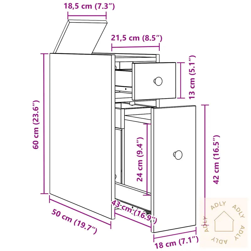 Smalt Badskap Med Hjul Svart Eik Konstruert Tre