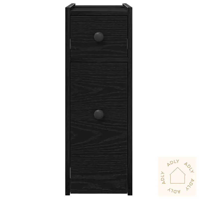 Smalt Badskap Med Hjul Svart Eik Konstruert Tre