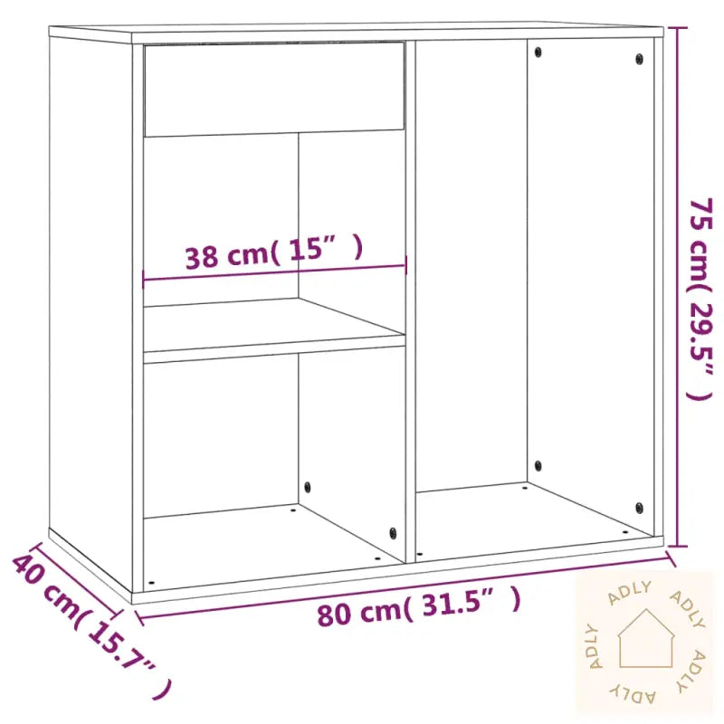 Sminkeskap Brun Eik 80X40X75 Cm Konstruert Tre