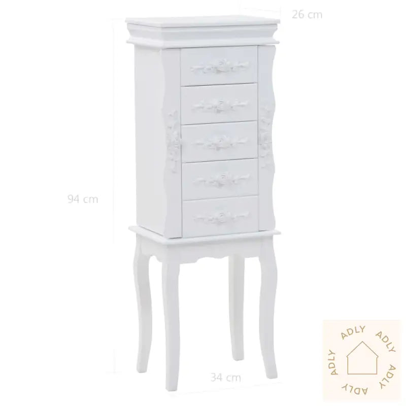 Frittstående Smykkeskap Hvit