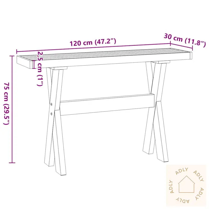 Konsollbord Noain X-Formede Ben 120X30X75 Cm Heltre Furu