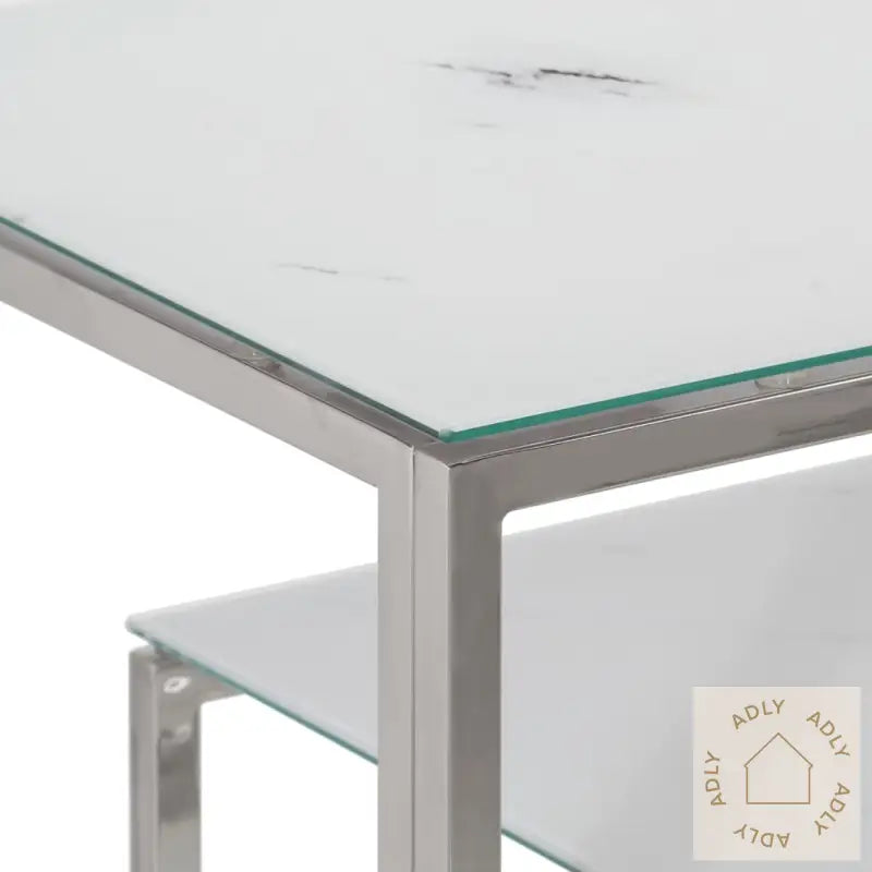 Konsollbord Sølv Rustfritt Stål Og Herdet Glass
