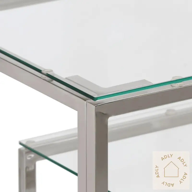 Konsollbord Sølv Rustfritt Stål Og Herdet Glass