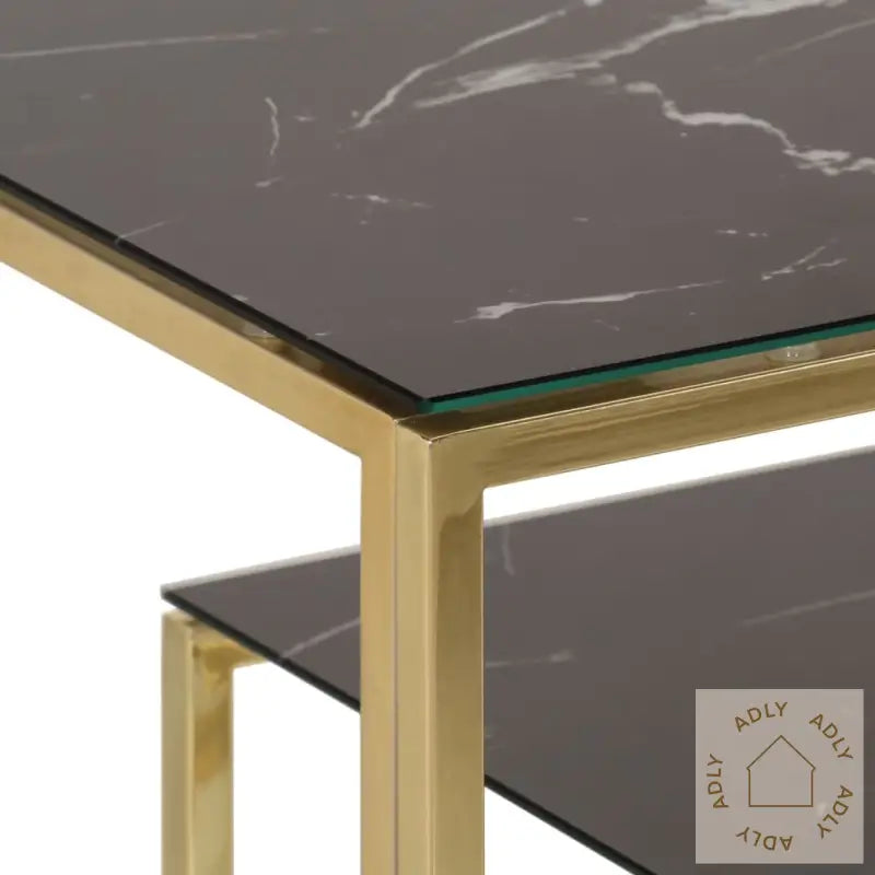 Konsollbord Gull Rustfritt Stål Og Herdet Glass