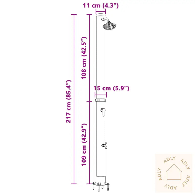 Utendørs Sol Dusj Med Kran 217 Cm 20 L