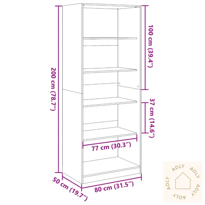 Garderobe Røkt Eik 80X50X200 Cm Konstruert Tre