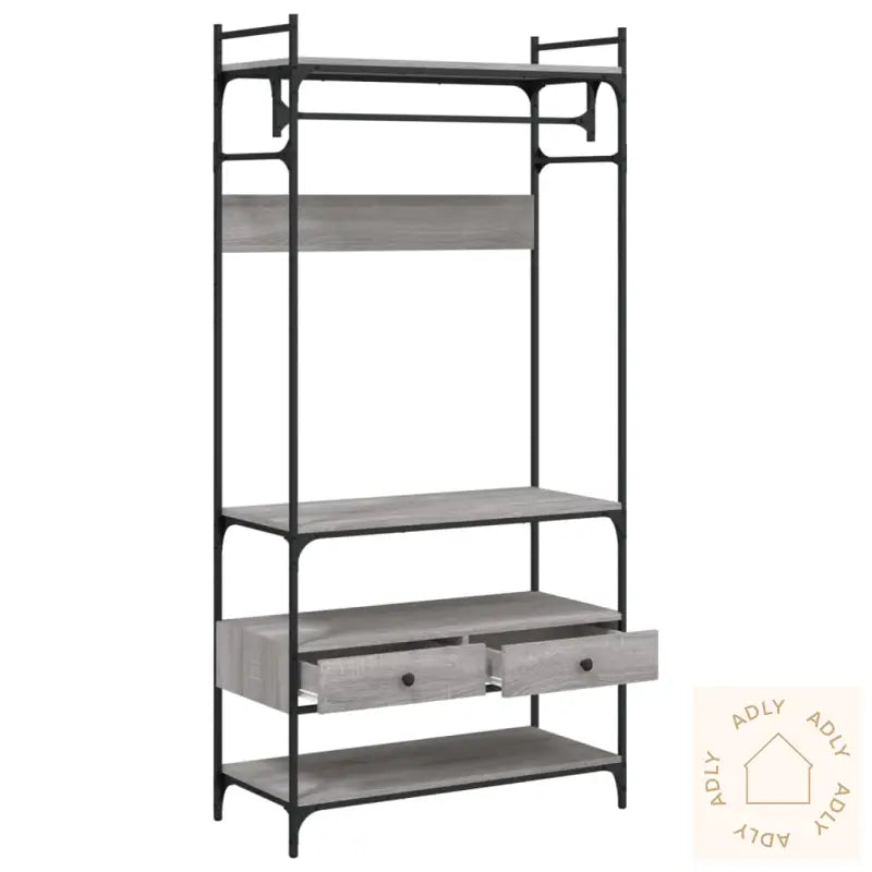 Garderobe Med Skuffer Grå Sonoma 89X39X184,5 Cm Konstruert Tre