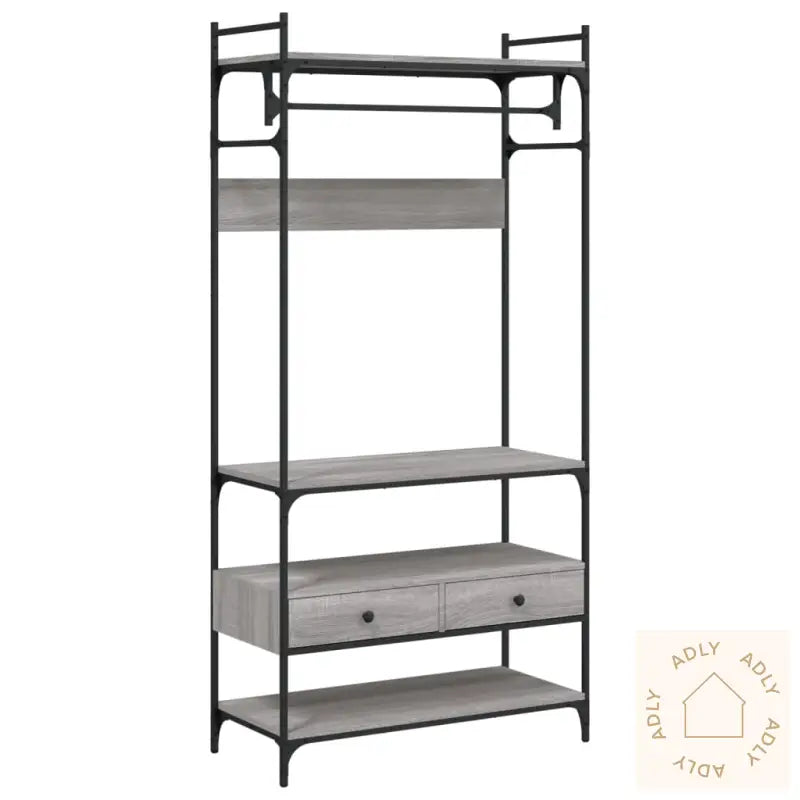 Garderobe Med Skuffer Grå Sonoma 89X39X184,5 Cm Konstruert Tre