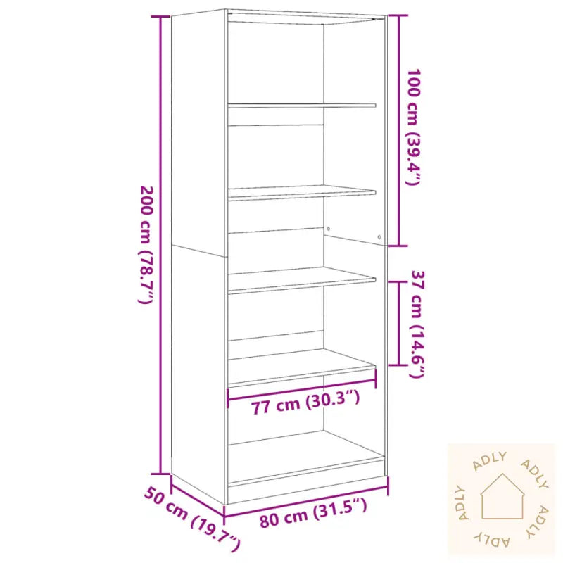Garderobe Betonggrå 80X50X200 Cm Konstruert Tre