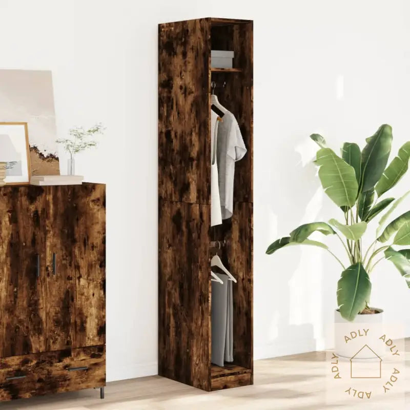 Garderobe Røkt Eik 30X50X200 Cm Konstruert Tre