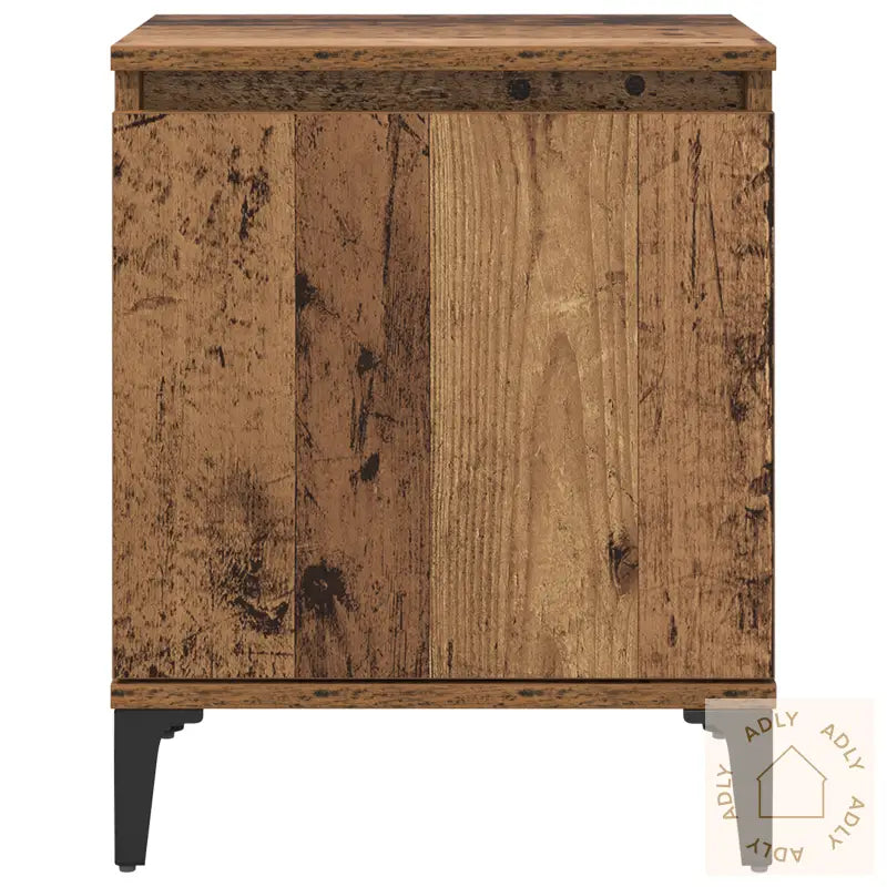 Gammelt Tre Nattbord Gammelt Tre Solid Tre, Metall 40 X 30 X 50 Cm