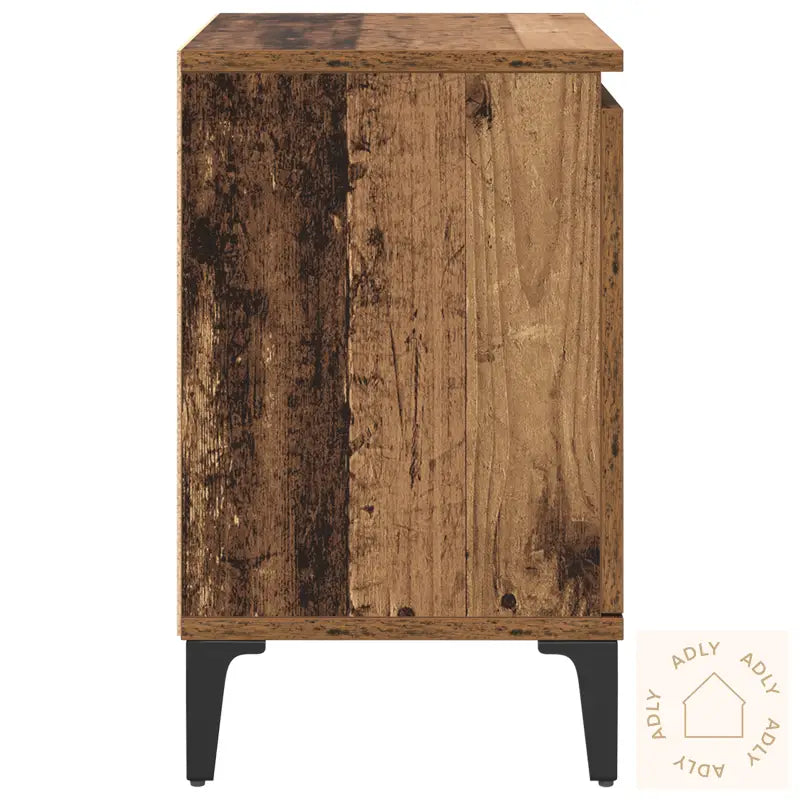 Gammelt Tre Nattbord Gammelt Tre Solid Tre, Metall 40 X 30 X 50 Cm