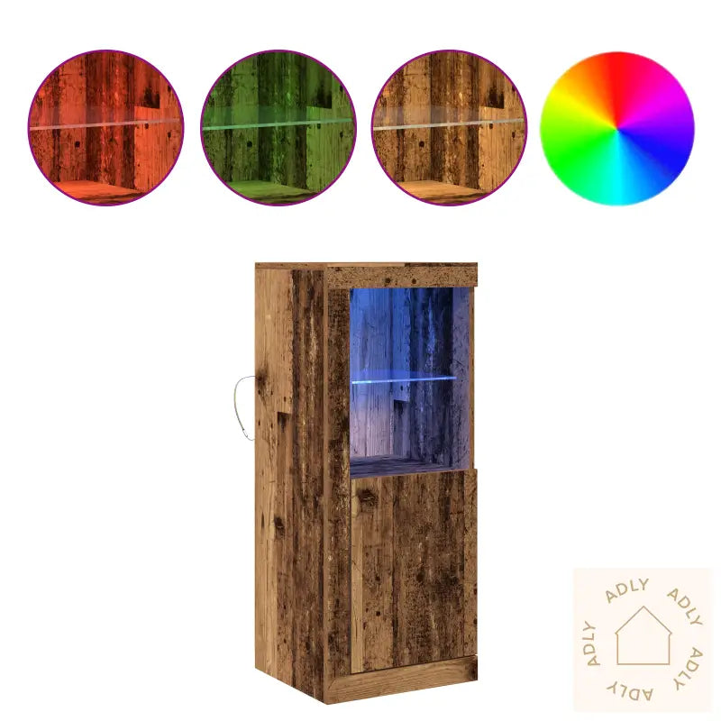 Sideboard Med Led Lys I Gammel Tre 41X37X100 Cm