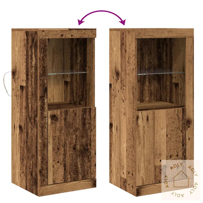 Sideboard Med Led Lys I Gammel Tre 41X37X100 Cm