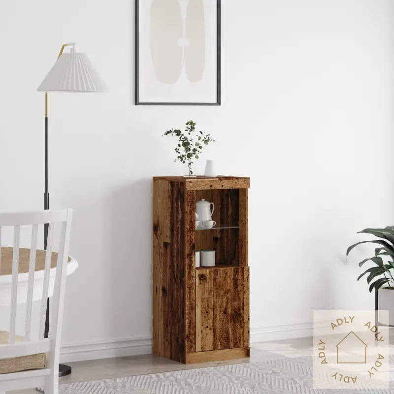Sideboard Med Led-Lamper Gamle Tre 41X37X100 Cm