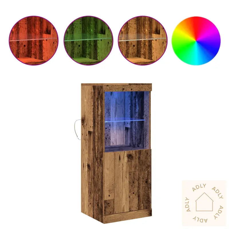 Sideboard Med Led-Lamper Gamle Tre 41X37X100 Cm