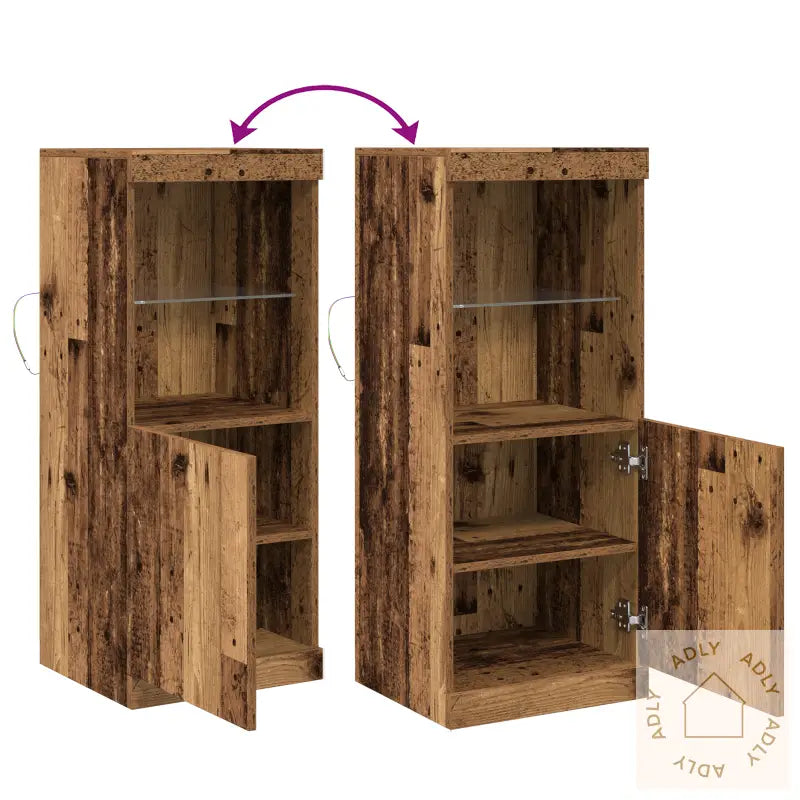 Sideboard Med Led-Lamper Gamle Tre 41X37X100 Cm
