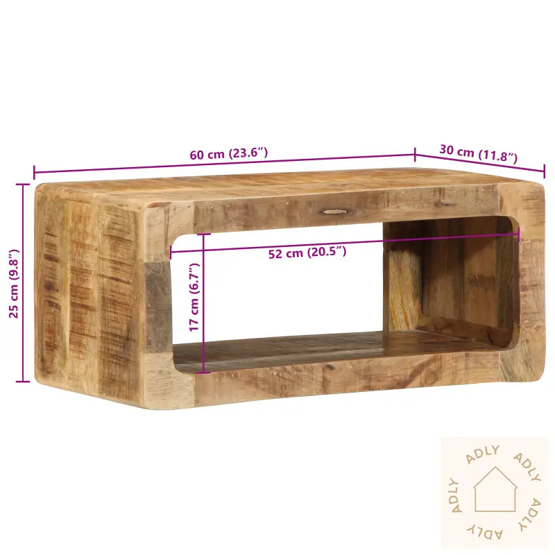 Tv Veggskap 60X30X25 Cm Massivt Tre Ruft Mango
