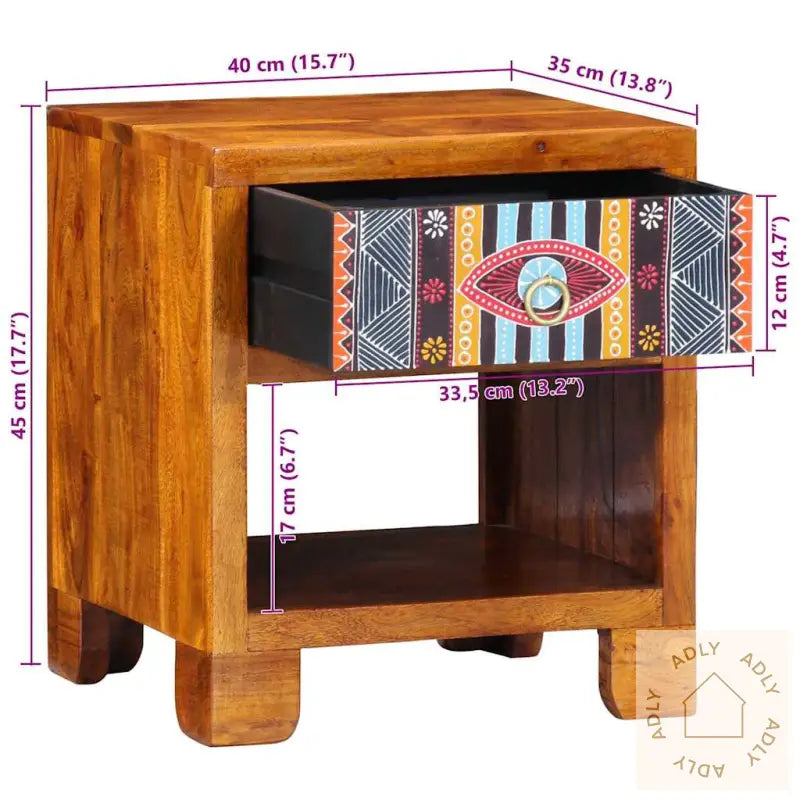 Side Cabinet 40X35X45 Cm Solid Wood Acacia