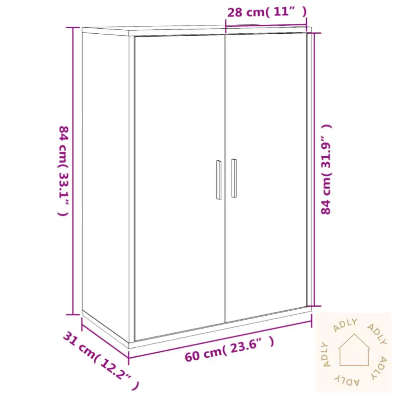 Skjenk Grå Sonoma 60X31X84 Cm Konstruert Tre