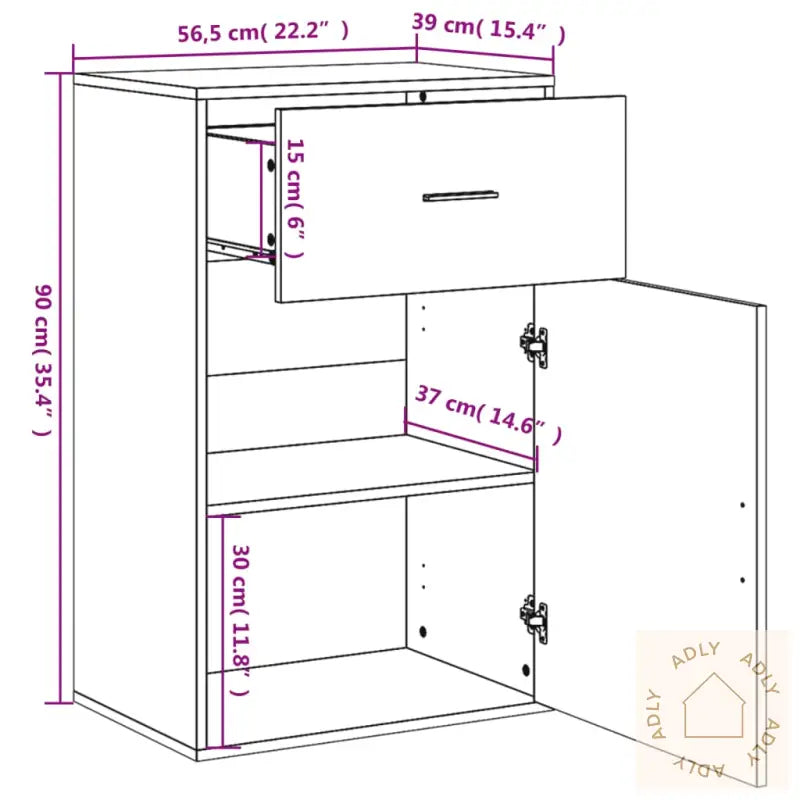 Oppbevaringsskap Svart 56,5X39X90 Cm Konstruert Tre