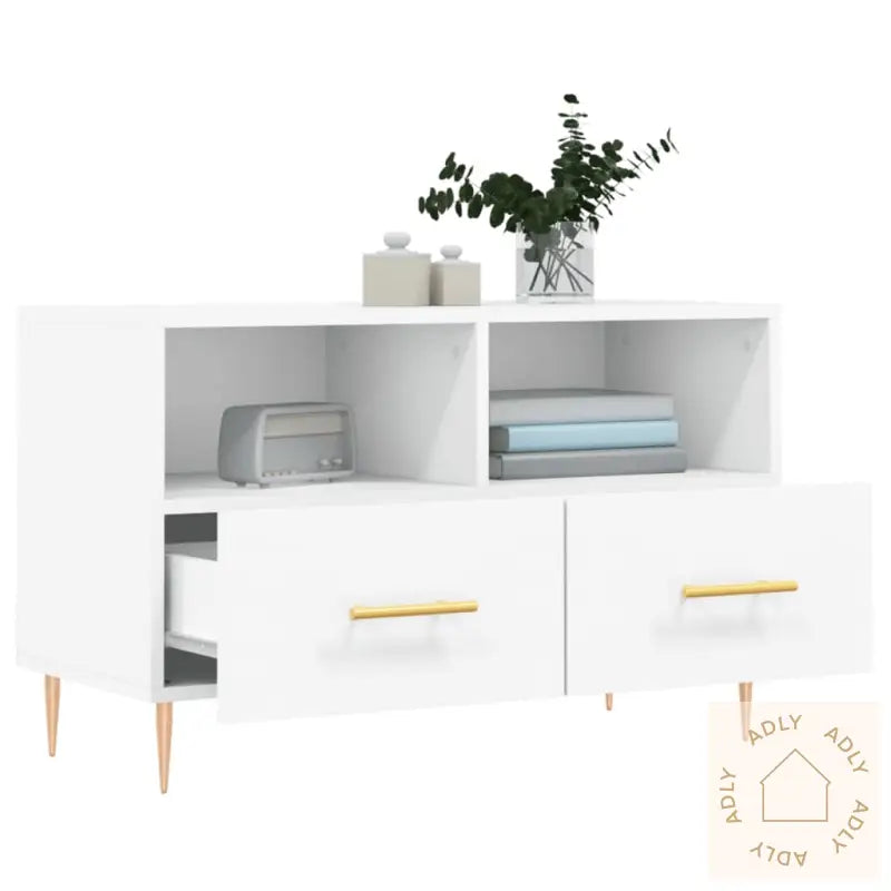 Tv-Benk Hvit 80X36X50 Cm Konstruert Tre