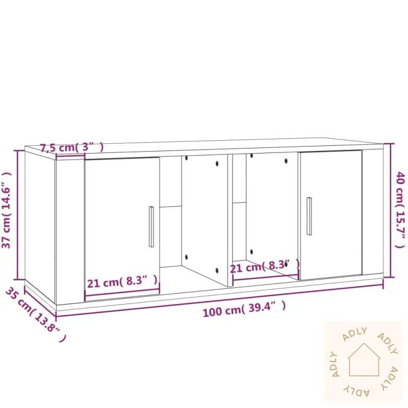 Tv-Benk Hvit 100X35X40 Cm Konstruert Tre