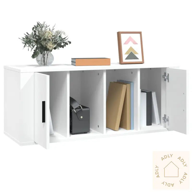 Tv-Benk Hvit 100X35X40 Cm Konstruert Tre
