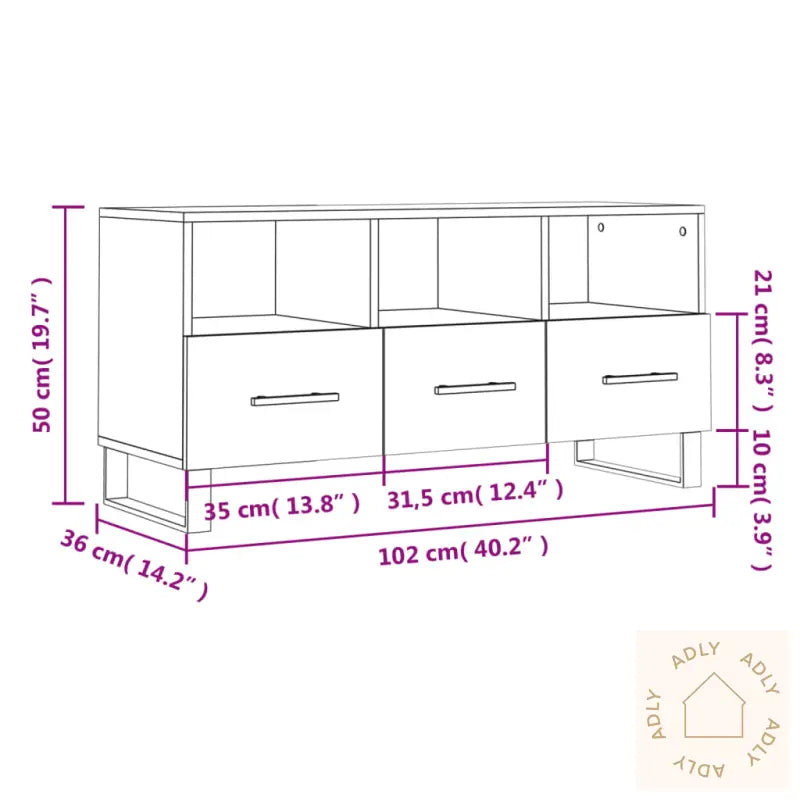 Tv-Benk Svart 102X36X50 Cm Konstruert Tre