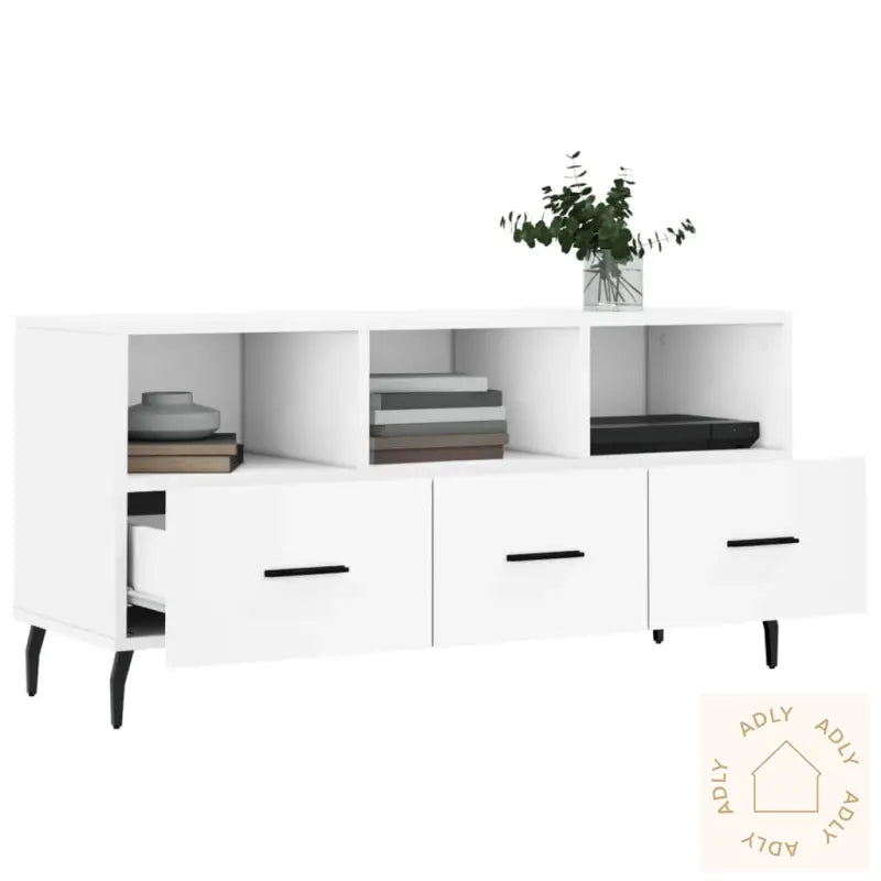 Tv-Benk Hvit 102X36X50 Cm Konstruert Tre