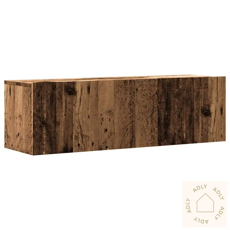 Vegghengt Tv-Benk Gammelt Tre 100X30X30 Cm Konstruert Tre