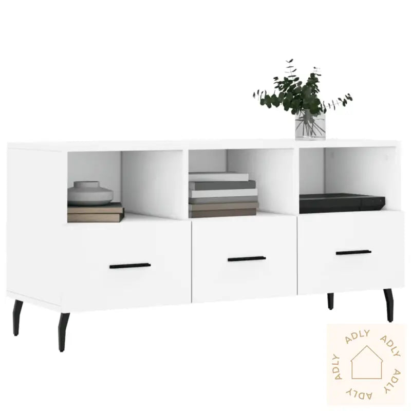 Tv-Benk Hvit 102X36X50 Cm Konstruert Tre