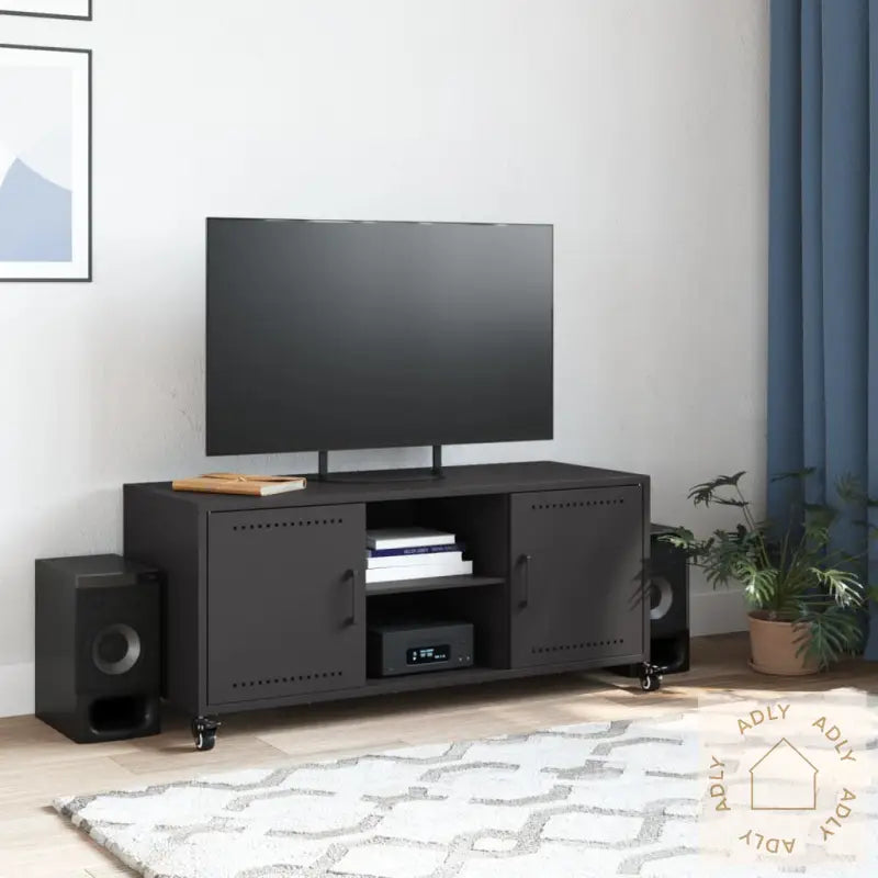 Tv-Benk Svart 100,5X39X43,5 Cm Stål
