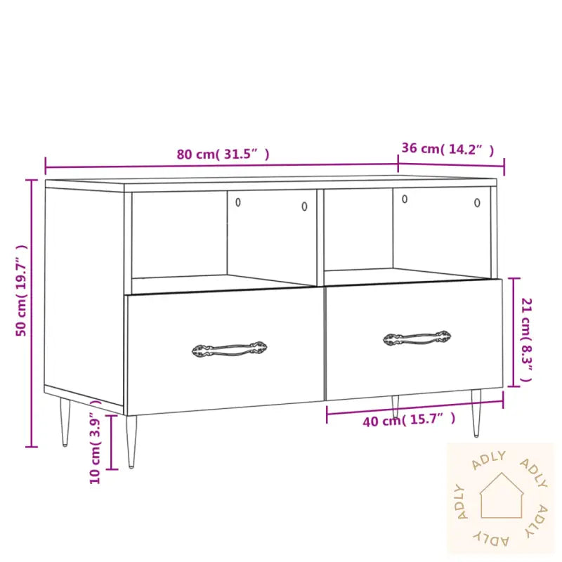 Tv-Benk Røkt Eik 80X36X50 Cm Konstruert Tre