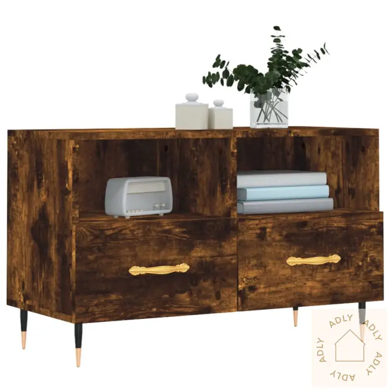 Tv-Benk Røkt Eik 80X36X50 Cm Konstruert Tre