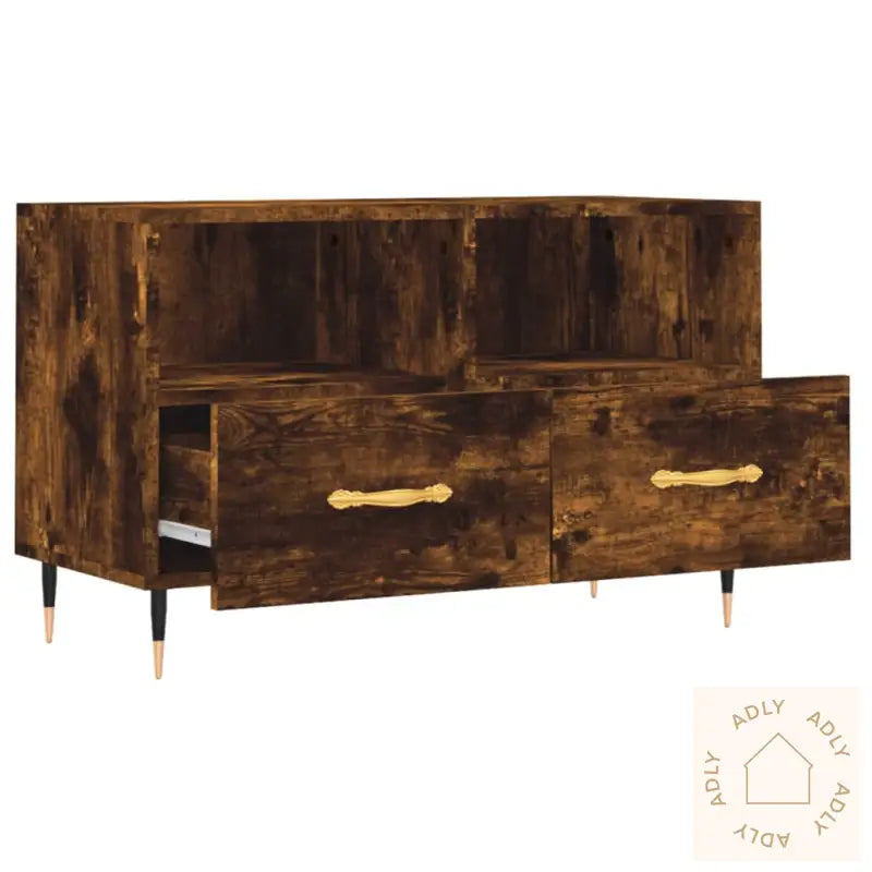 Tv-Benk Røkt Eik 80X36X50 Cm Konstruert Tre