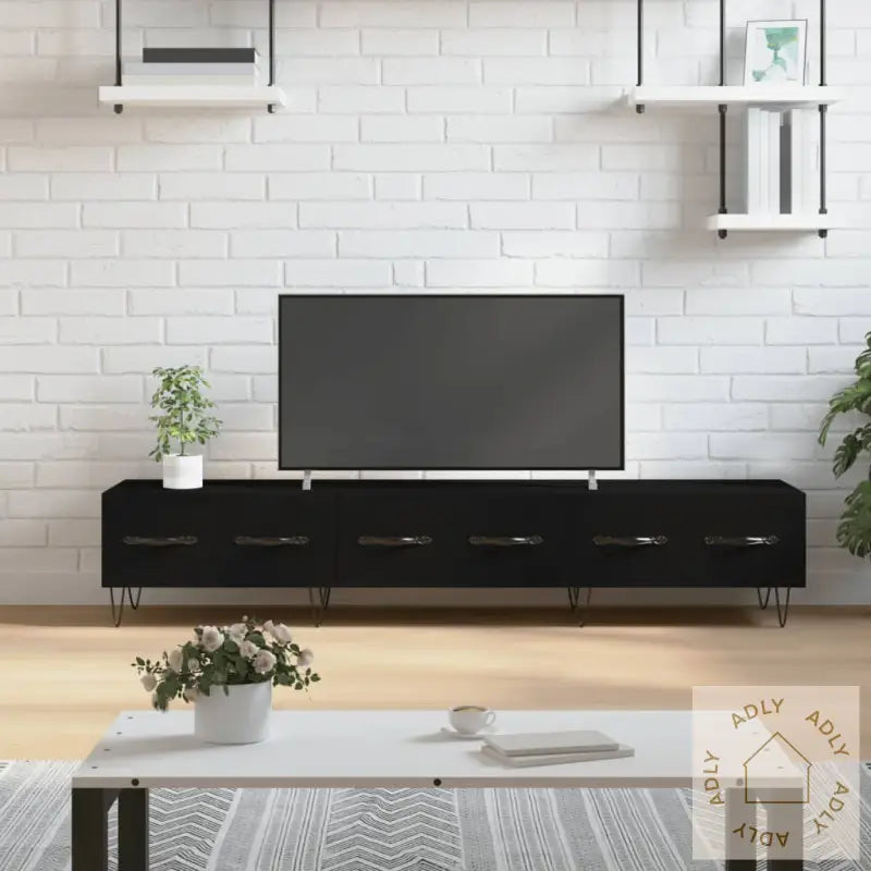 Tv-Benk Svart 150X36X30 Cm Konstruert Tre