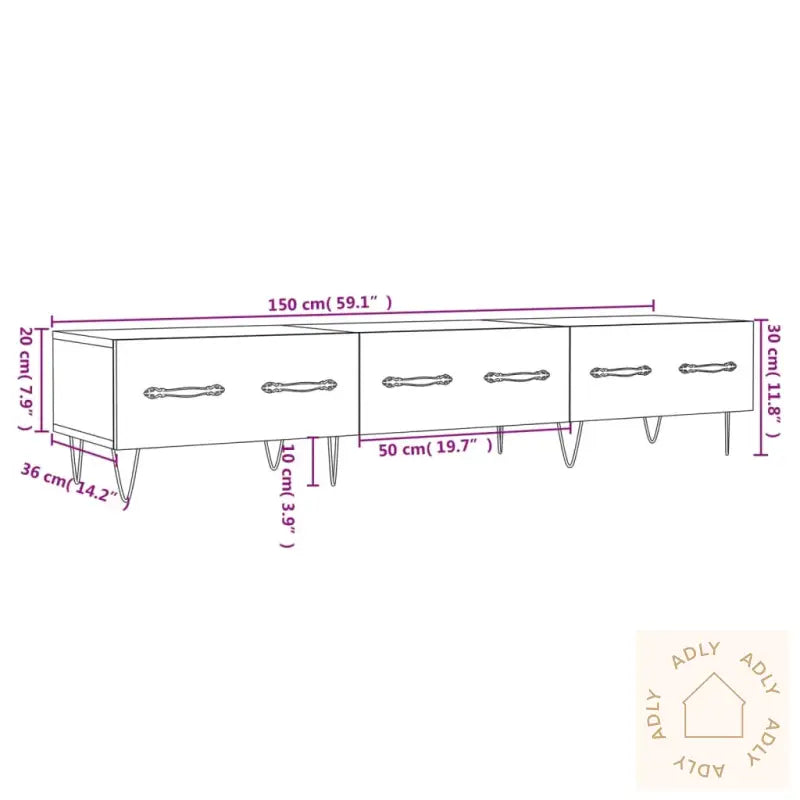 Tv-Benk Svart 150X36X30 Cm Konstruert Tre