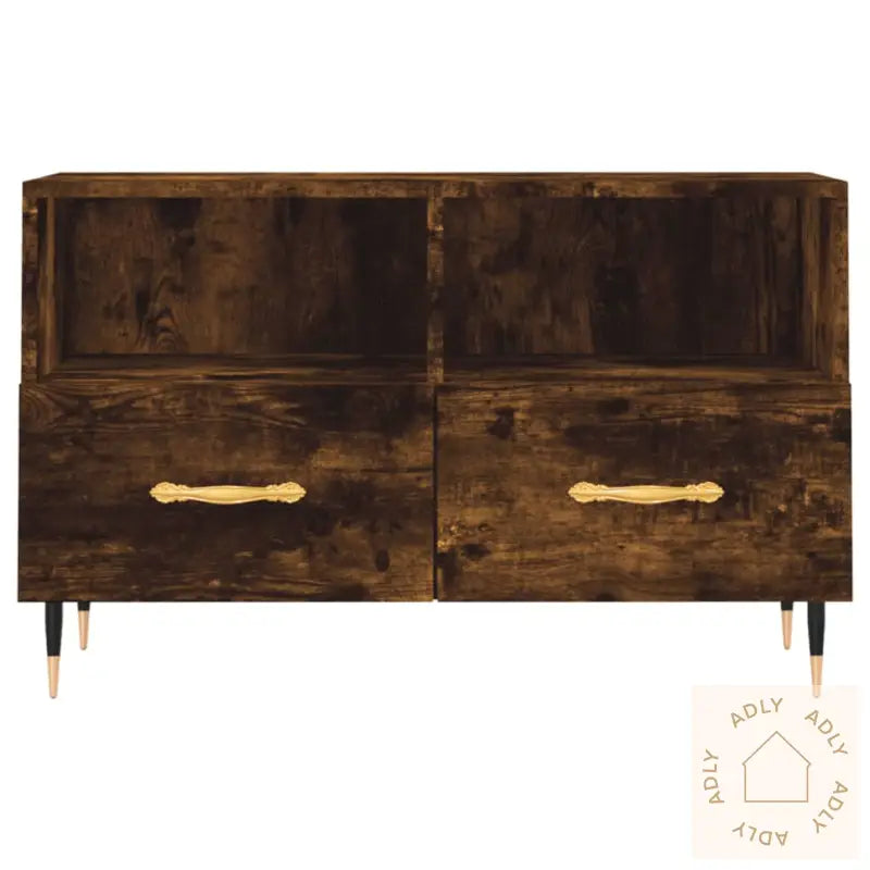 Tv-Benk Røkt Eik 80X36X50 Cm Konstruert Tre