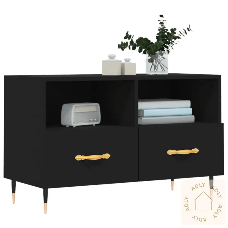 Tv-Benk Svart 80X36X50 Cm Konstruert Tre
