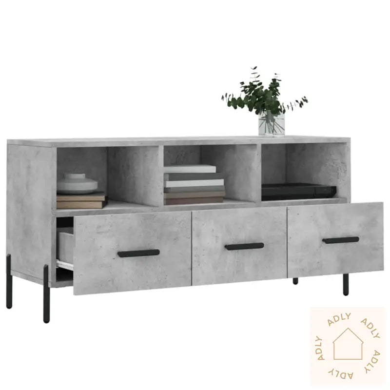 Tv-Benk Betonggrå 120X35X48 Cm Konstruert Tre