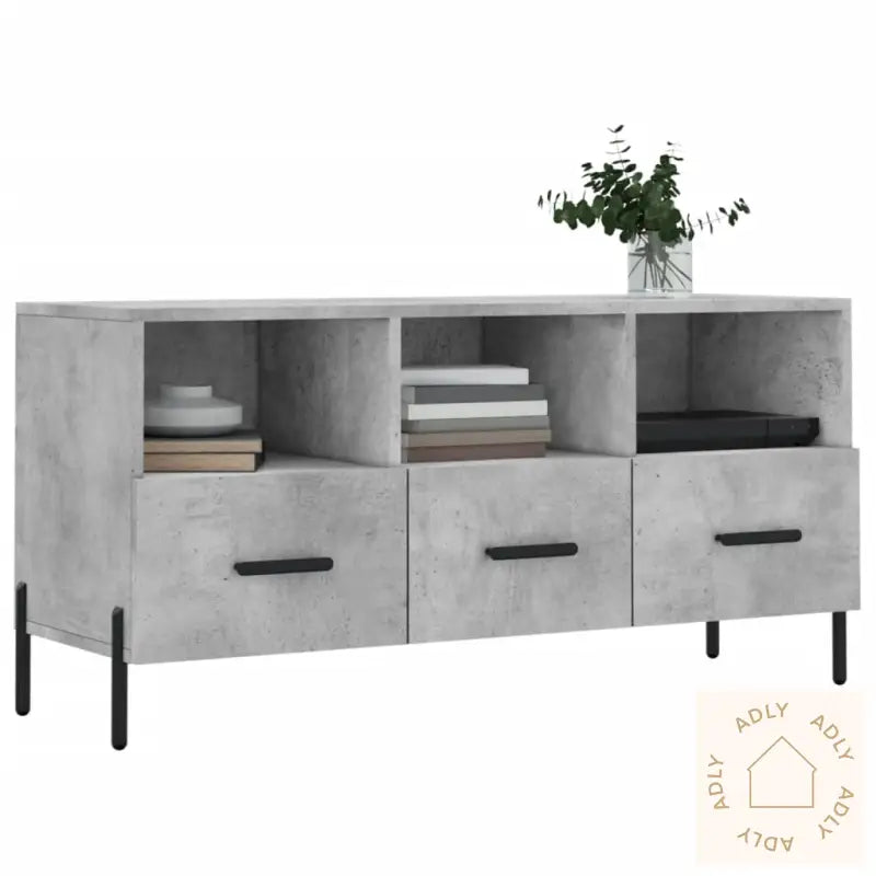 Tv-Benk Betonggrå 120X35X48 Cm Konstruert Tre