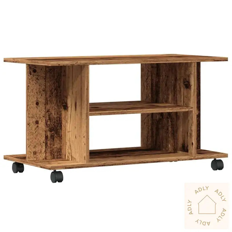 Tv-Benk Med Hjul Gammelt Tre 80X40X45 Cm Konstruert Tre