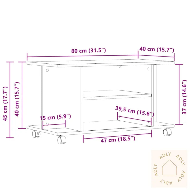 Tv-Benk Med Hjul Gammelt Tre 80X40X45 Cm Konstruert Tre