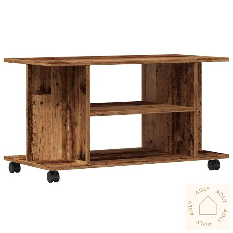 Tv-Benk Med Hjul Gammelt Tre 80X40X45 Cm Konstruert Tre
