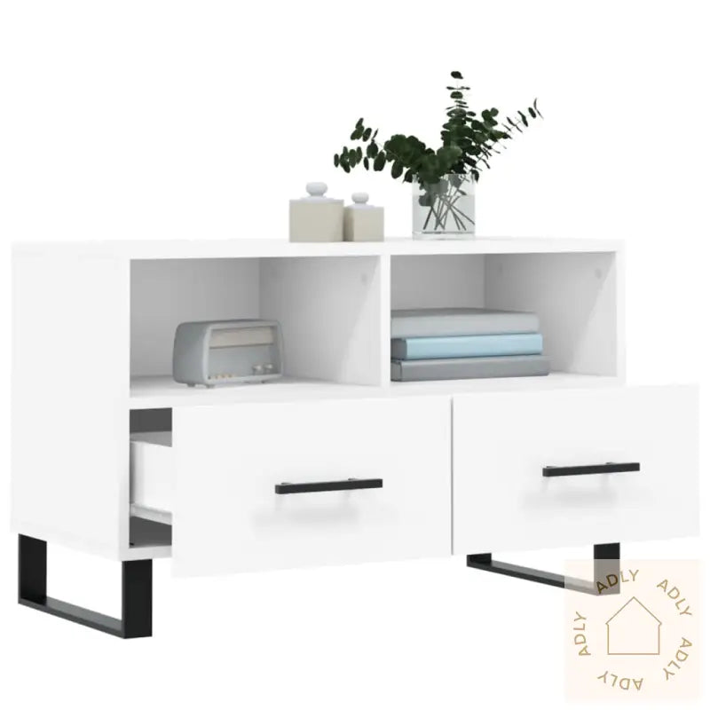 Tv-Benk Hvit 80X36X50 Cm Konstruert Tre