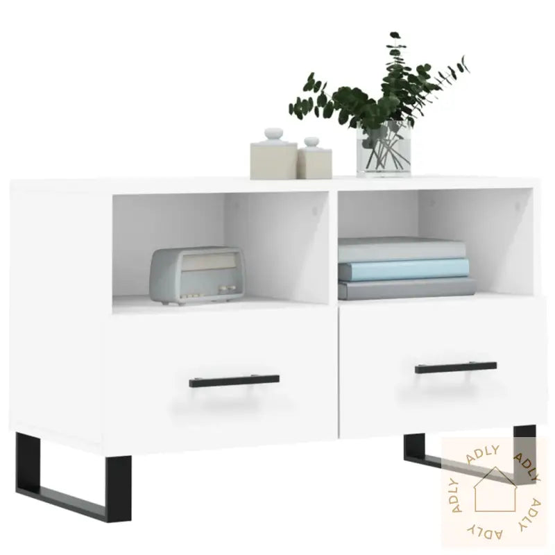 Tv-Benk Hvit 80X36X50 Cm Konstruert Tre
