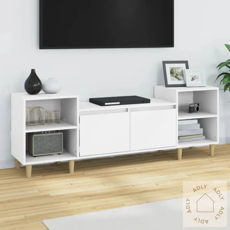 Tv-Benk Hvit 160X35X55 Cm Konstruert Tre