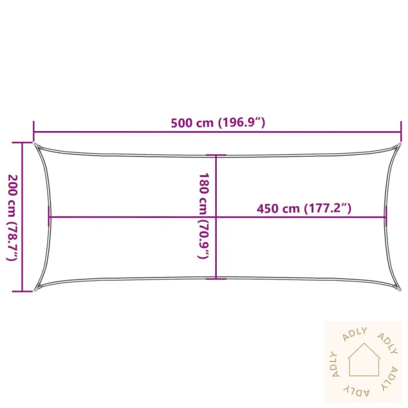 Solseil 160 G/M² Rektangulær Lysegrå 2X5 M Hdpe